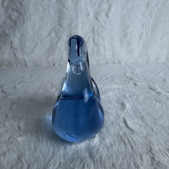 Vintage Art Glass Hand Blown Handcrafted Cobalt Blue & Clear Glass Swan Figurine - Picture 2 of 8